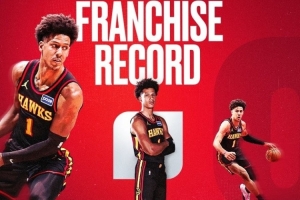 鹰王登顶！杰伦·约翰逊生涯第八次三双 超越布雷洛克队史第一